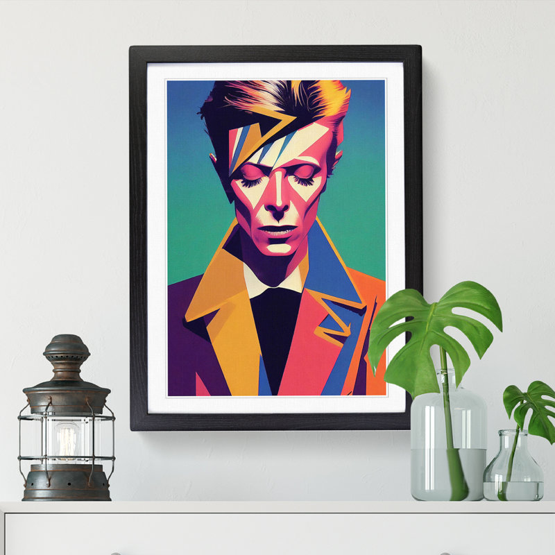 Higganum David Bowie Portrait Vol.1 - Picture Frame Print, 46cm H x 34cm W x 2cm D, Oak