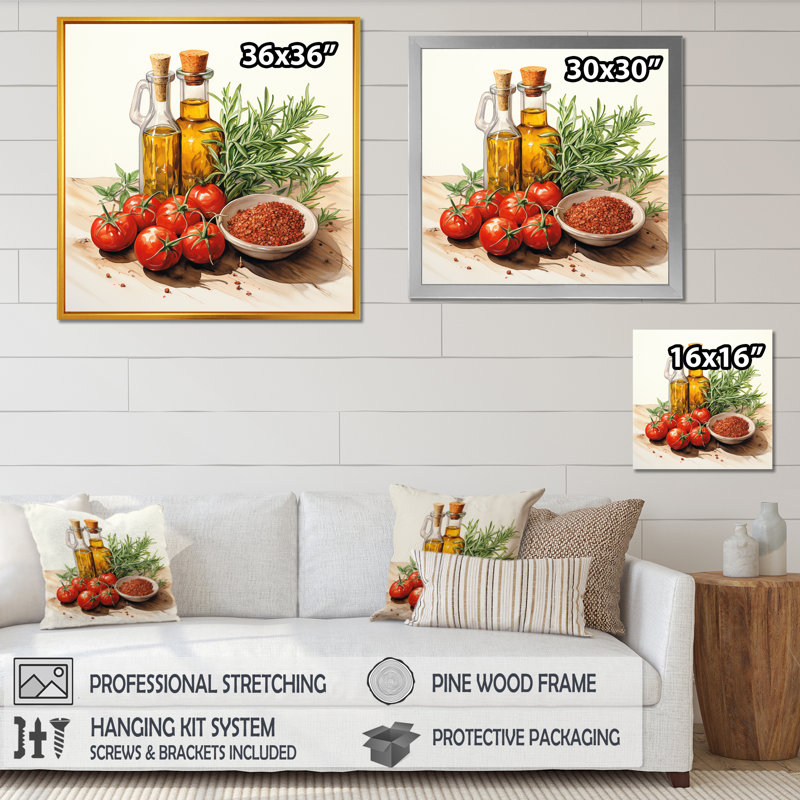 «Red and Green Fragrant Herb Ensemble IV», art mural épices, H 36 po x l 36 po x P 1,5 po
