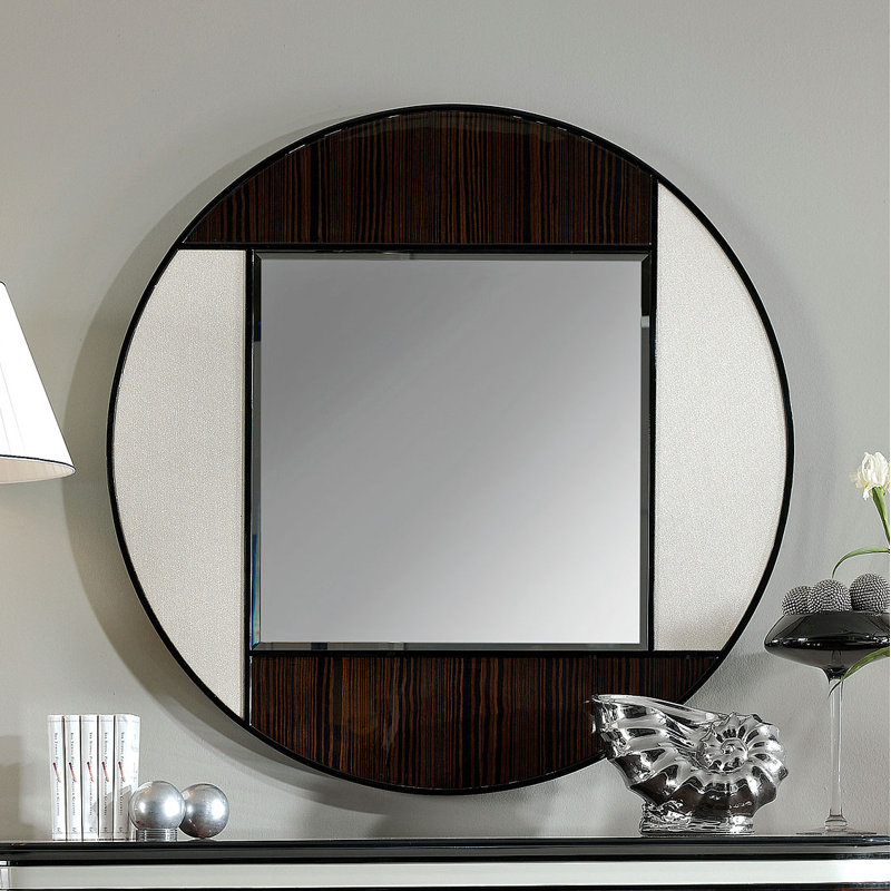 Rustic Accent Mirror, White/Brown, 51" x 51"