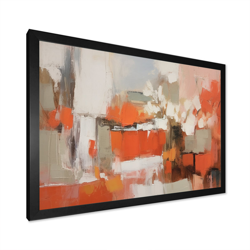 Impression sur toile «Orange Minimalims Enchantment II», Cadre simple noir, H 16 po x l 32 po x P 1 po