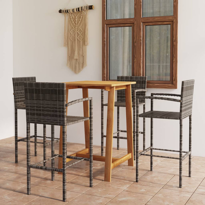 Patio Bar Table and Stools Set, Gray
