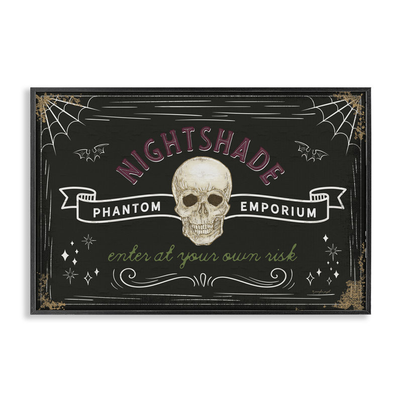 «Nightshade Emporium», estampe numérique encadrée, design par Jennifer Pugh, H 12 po x l 18 po, Giclée encadrée noir minuit