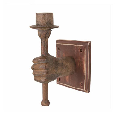 Porte-bougie mural, applique de torche Iron Fist, brun 8 po