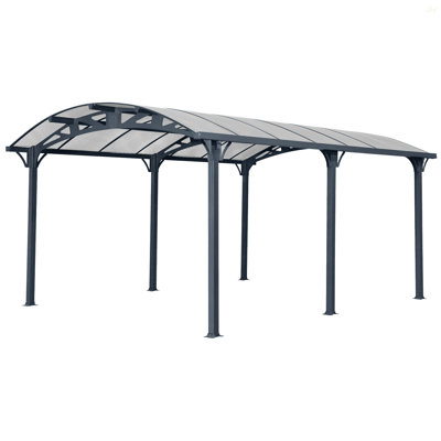 Outdoor Carport, 12 FT * 16 FT* 8 FT Arch Carport With Aluminum Frame And Polycarbonate Panels Car Port For Outdoor Driveway Car, Truck