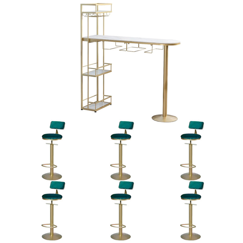 Table de bar simple et chaise simple, H 41,3 po x L 62,9 po x l 15,7 po, Vert, Doré