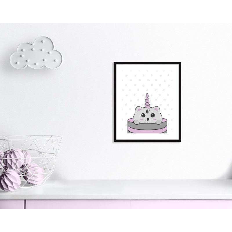 Caticorn I Framed Art, 24.5" H x 20.5" W x 1.18" D, Black Frame