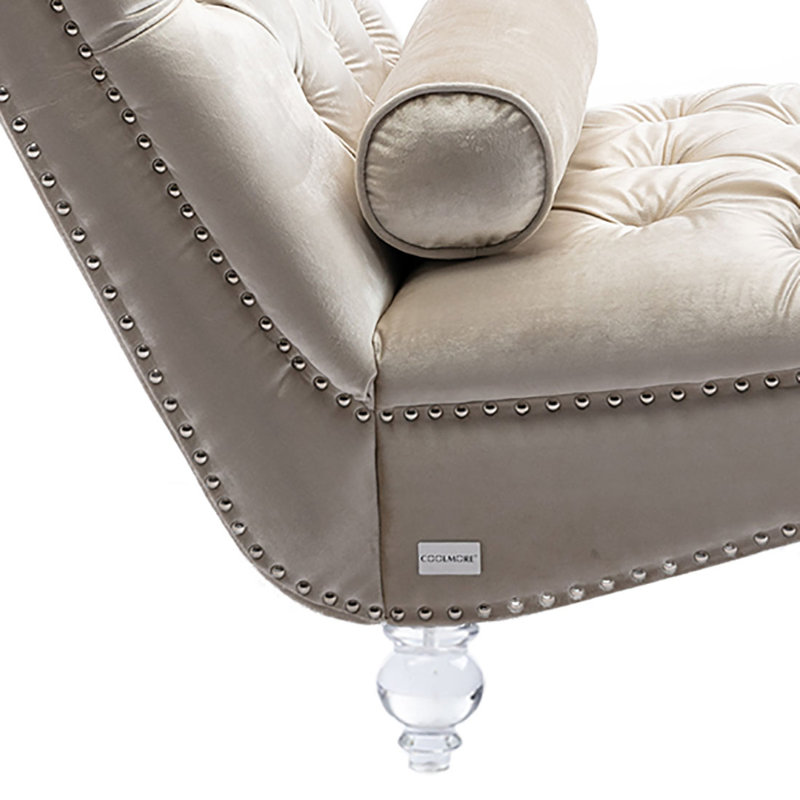 Chaise longue rembourrée en velours Jakolbi Elegant, Velours beige