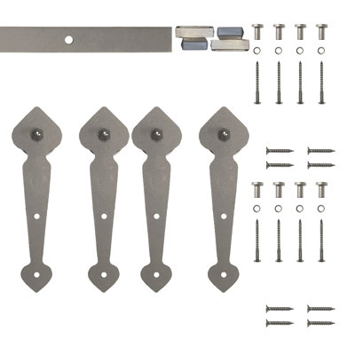 Ensemble de quincaillerie de porte de grange à double rail standard Spade (porte non incluse)