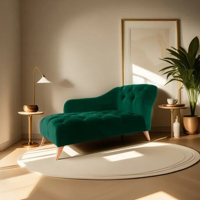 Méridienne simple en flanelle, Orienté à droite, Atrovirens