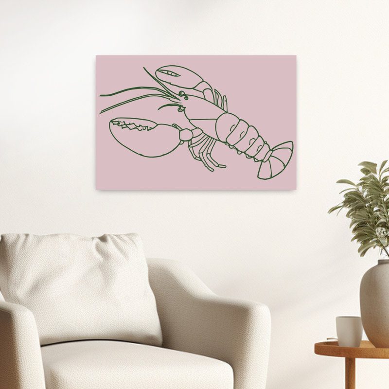 Élégant homard croquis minimaliste, homard, océan côtier, impression d'art mural, 16" H x 24" W