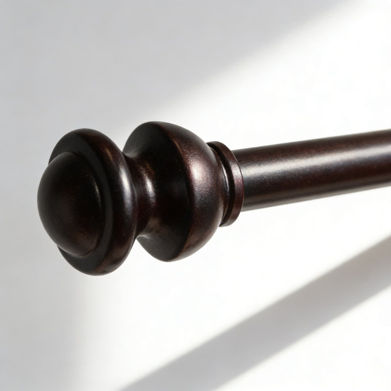 Ensemble de tringle à rideaux réglable avec embouts de boutons décoratifs, fabrication en acier robuste, s'étend de 48 à 86 pouces pour une installation facile dans la fenêtre