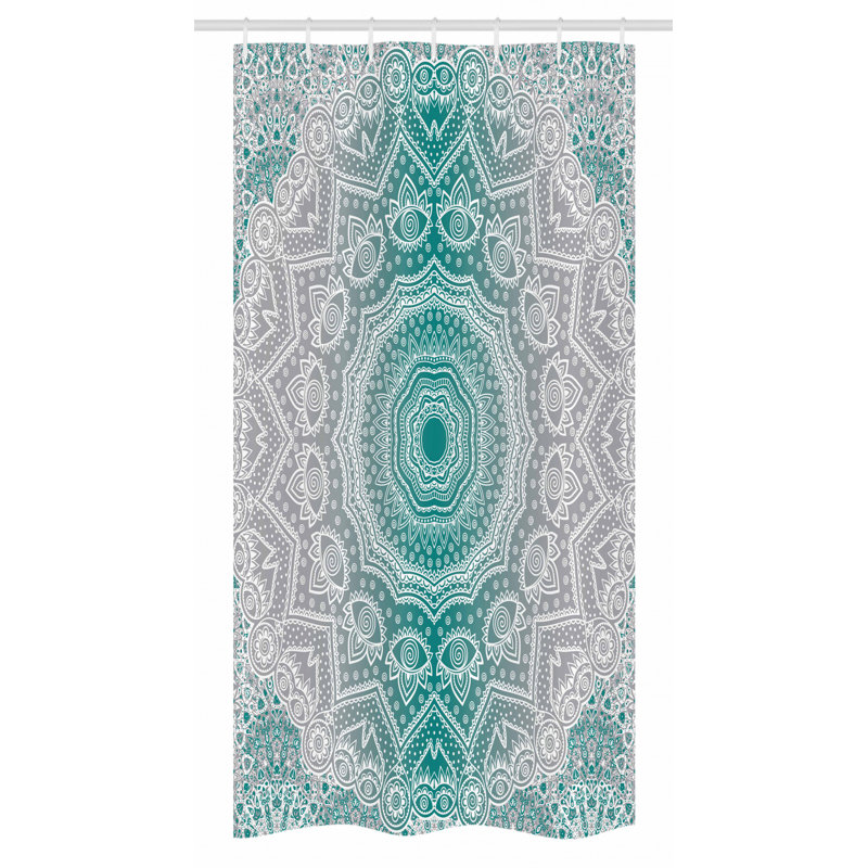 Rideau de douche Cormac Mandala, H 84 po x l 69 po, Bleu sarcelle/Gris