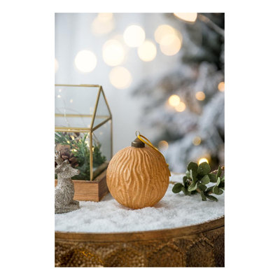 Ornement boule de Noël en verre doré, décoration suspendue incassable de 3,9 po par Riccardo
