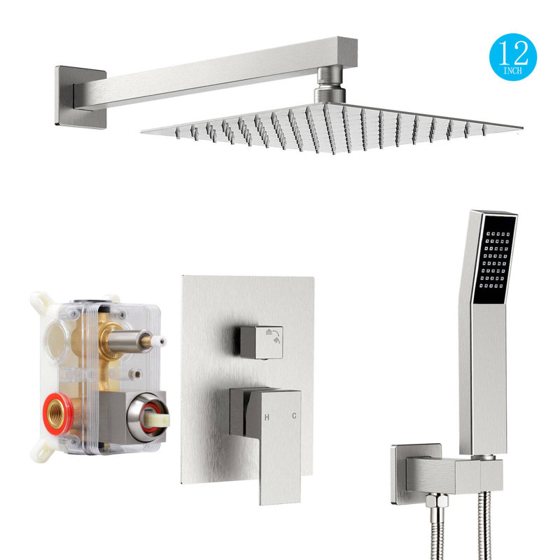 Complete Shower System with Rough in-Valve, Brushed Nickel