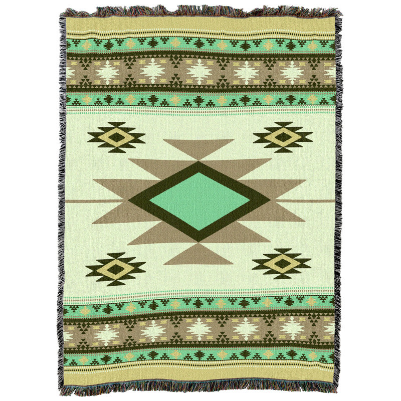 Jeté en coton Pure Country Weavers, Vert / brun oriental
