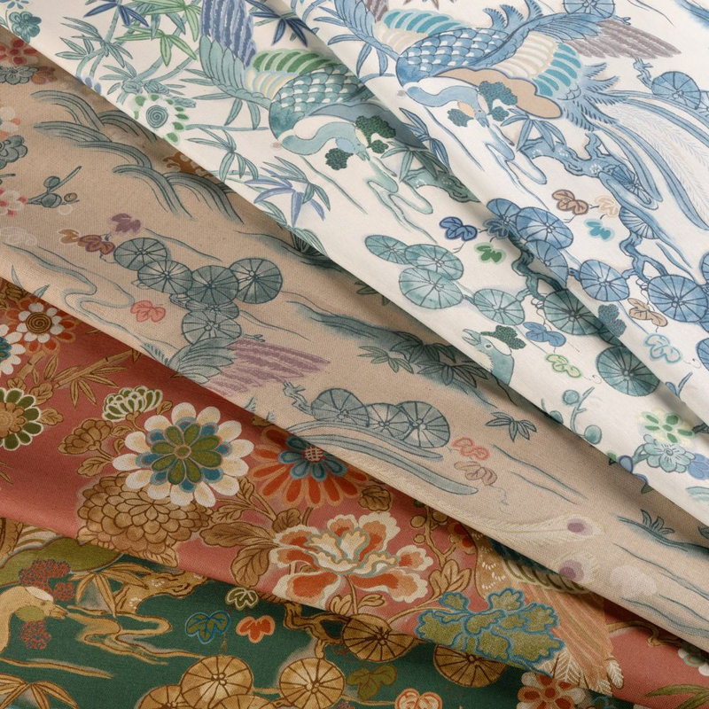 Sakura Print, Blue/Green/Ivory