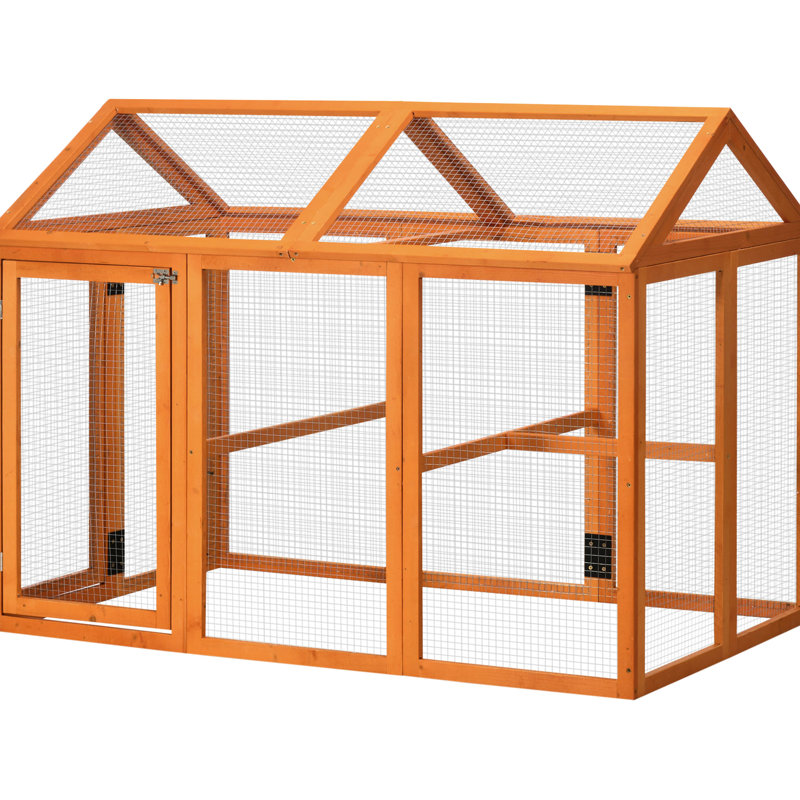 Grand poulailler en bois avec motif brillant, 4,6 pi x 2,8 pi, orange - pour 1 à 3 oiseaux, assemblage requis, poulets