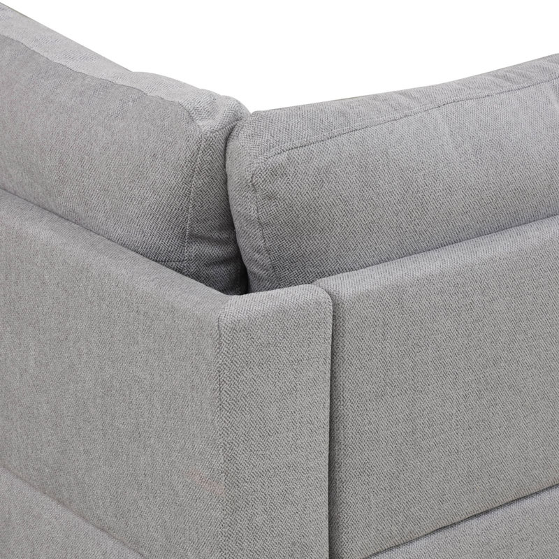 3-piece Grey Flannel Modular Sectional Sofa, Left Hand Facing