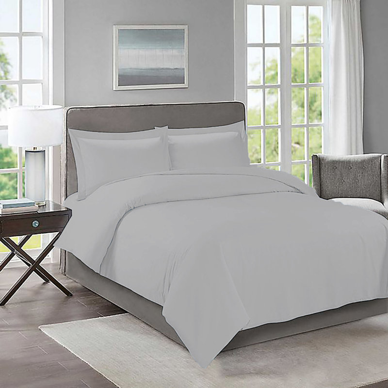 Ensemble de housse de couette en microfibre, Housse de couette très grand et 2 taies, Gris clair
