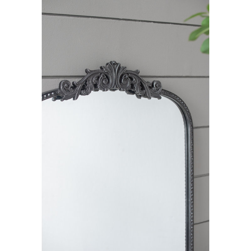 Miroir mural classique avec cadre d'inspiration baroque, Noir, noir, noir, noir, H 42 po x l 24 po