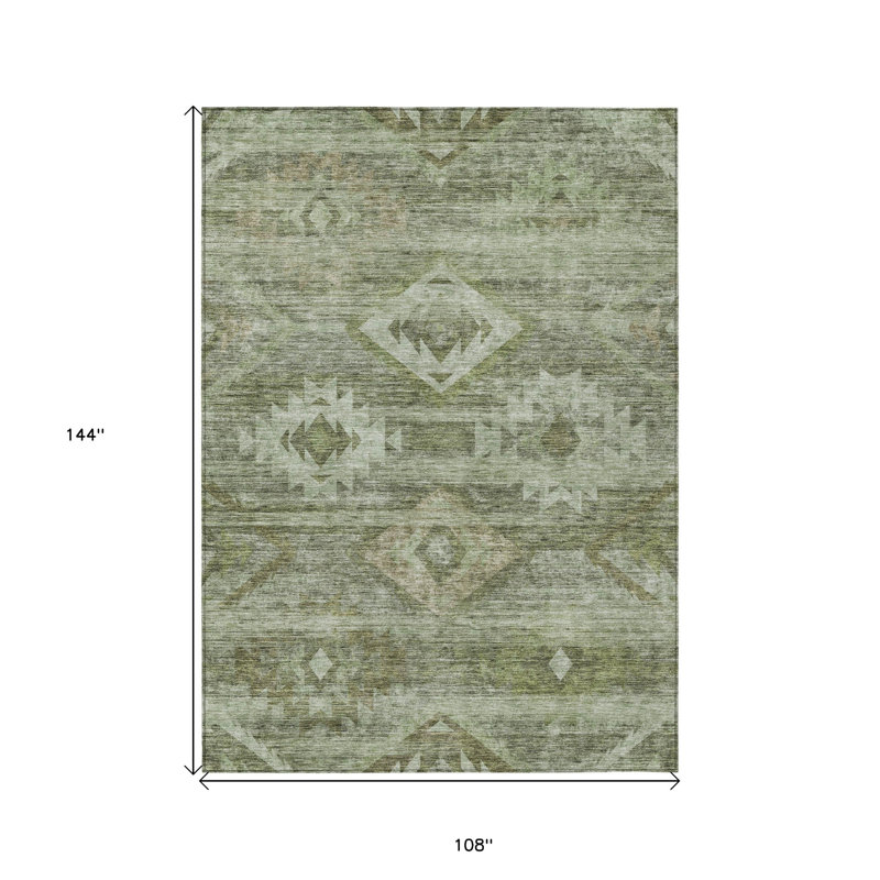Tapis extérieur lavable 9 pi x 12 pi vert olive et vert fougère