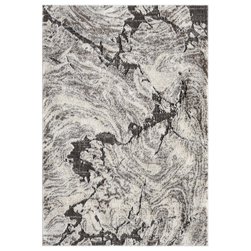Derel Modern Embossed Contemporary Living Room Area Rug - Abstract Design,Grey, Rectangle 200 x 290 cm