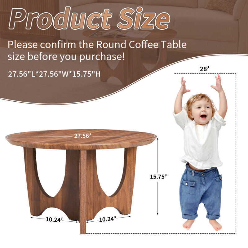 Mid-Century 27.6" Round Coffee Table