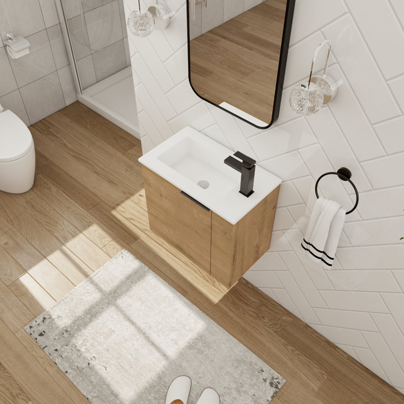 Meuble-lavabo simple 22,34 po avec plateau Kannan, Chêne