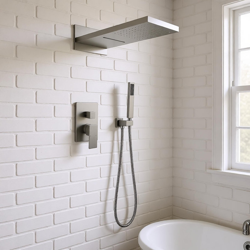 Complete Shower System with Rough in-Valve, Brushed Nickel