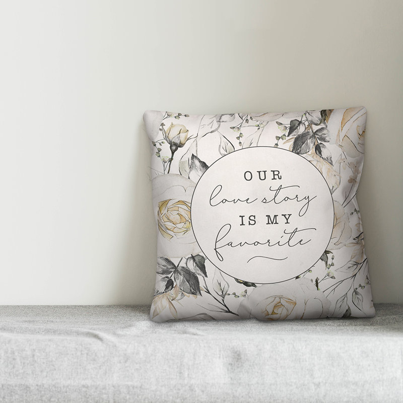 Coussin décoratif « love story is my préférés », Polyester / Bourre en polyester, 16 po x 1 po