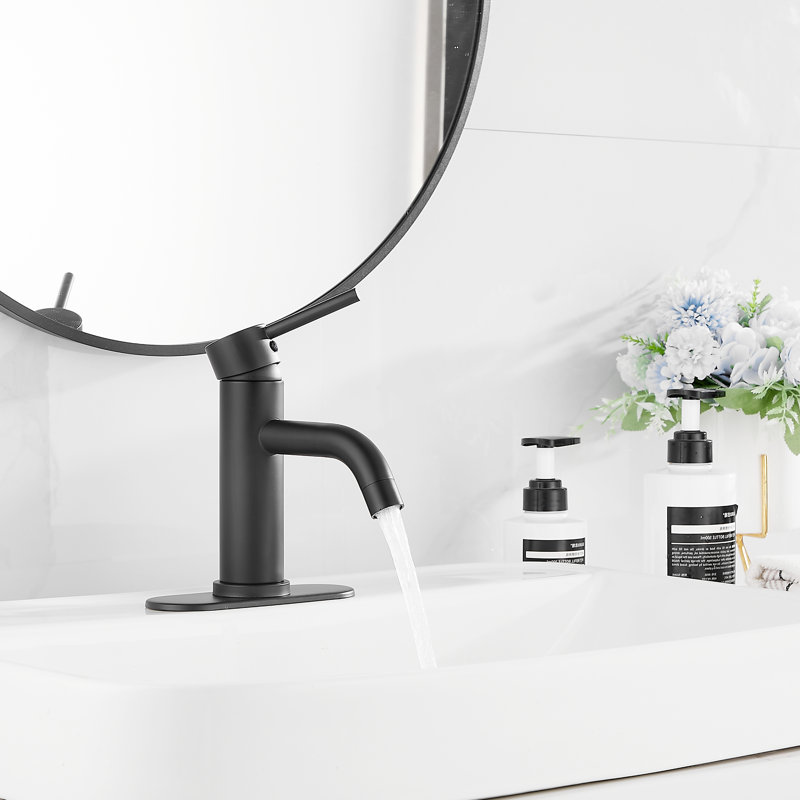 Single-handle Bathroom Faucet with Drain Assembly, Black