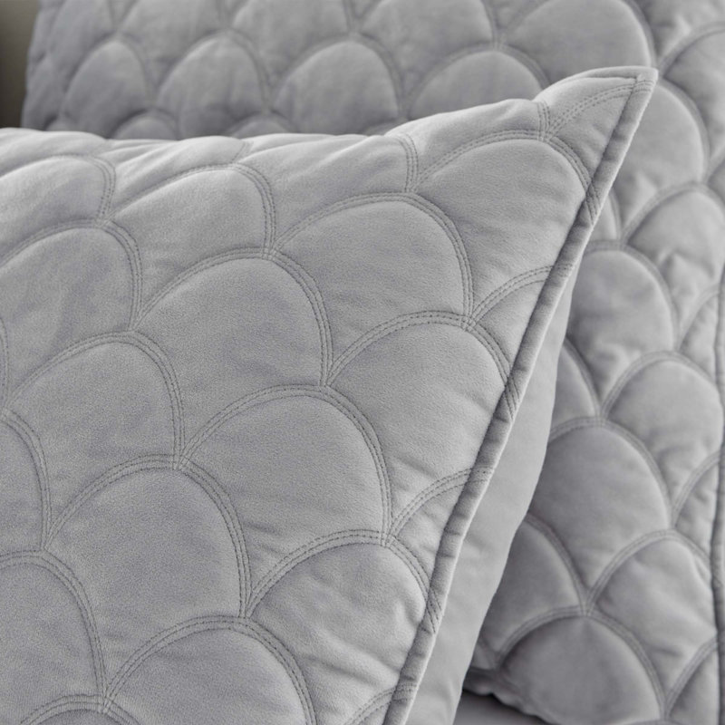 Light Grey Velvet Reversible Full Quilt Set with Cotton Fill