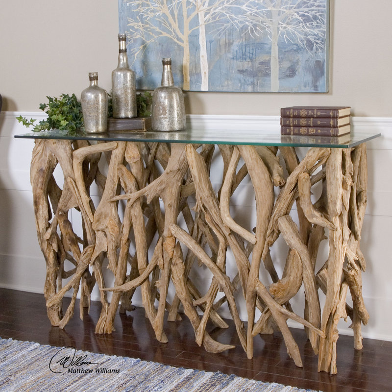 Mendes 59'' Glass Top Console Table