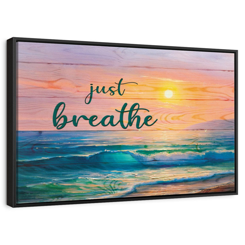 Tergel Just Breathe Sunset, H 26 po x l 39 po, Cadre flottant noir