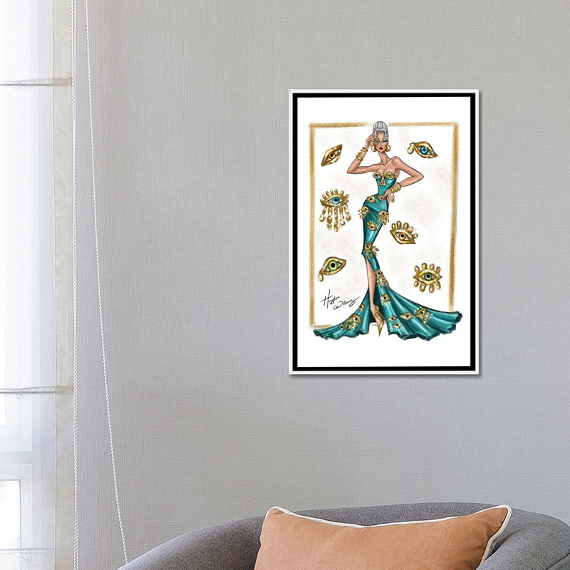 Tous les regards sur elle  , H 26 po x l 18 po, Impression sur toile flottante sans passe-partout, Blanc