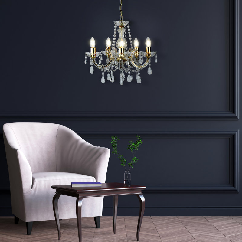 Kelly 5 - Light Candle Style Chandelier, Brass
