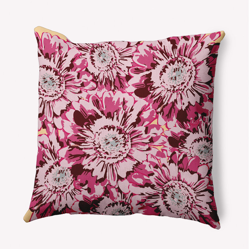 Coussin décoratif floral intérieur / extérieur en polyester, H 18 po x l 18 po, Carré