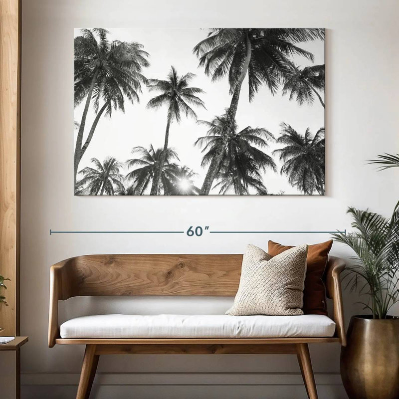 Harnek tropical en noir et blanc, H 34 po x l 51 po