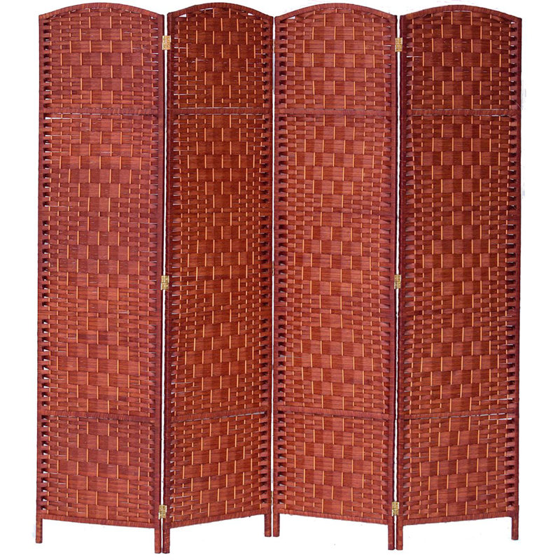 Paravent pliant en bambou de 71 po de hauteur avec garniture en bambou, Miel, 4, H 71 po x l 70 po x P 1 po