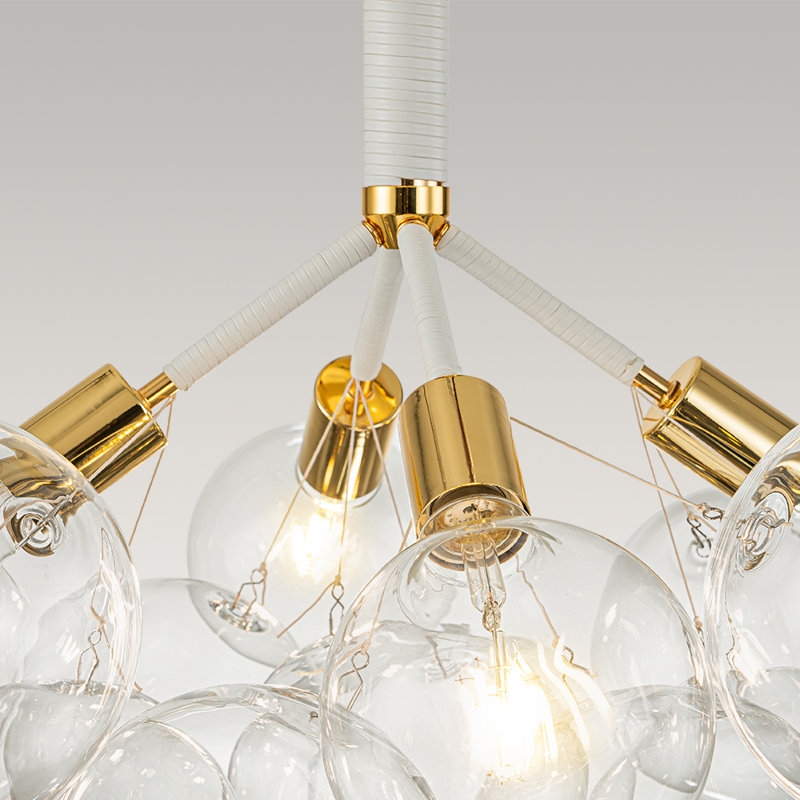 4-Light Clear Glass Semi Flush Mount Ceiling Light, Blanc / doré