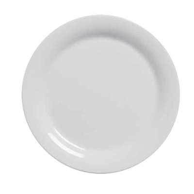 PLATE, MEL, WHITE, WIDE RIM, 7-1/2" DIA.