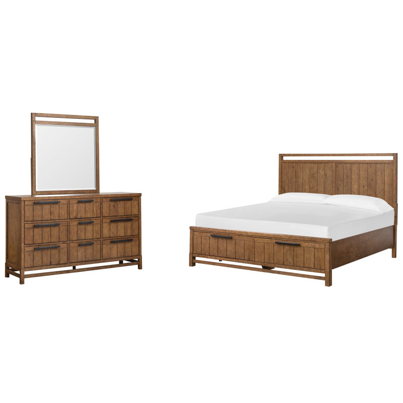 Grand lit de rangement avec commode Gragg