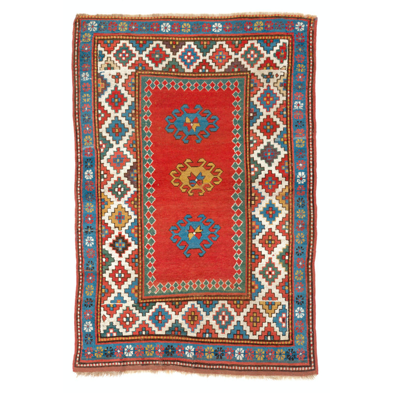 Tapis kazak antique de Bordjalou, vers 1880, teintures naturelles