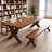 Nut-brown Rectangular Solid Wood desk-1963656376