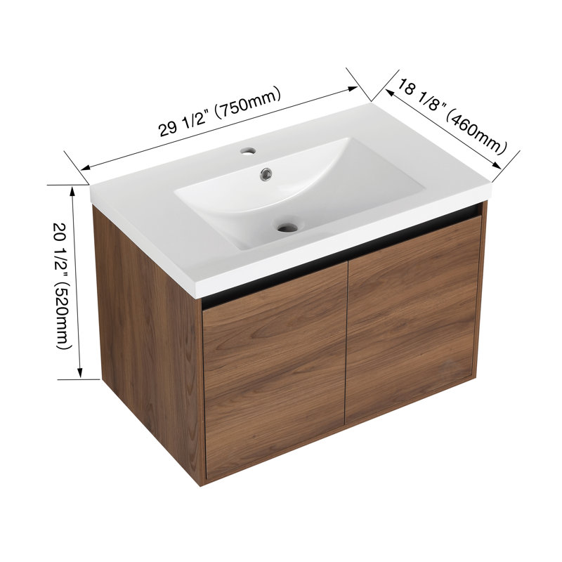 Meuble-lavabo de ferme 30 po avec lavabo en chêne, 30"