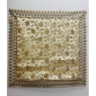 Emb Tablecloth (33" Sq)-Burgundy/Met. Gold