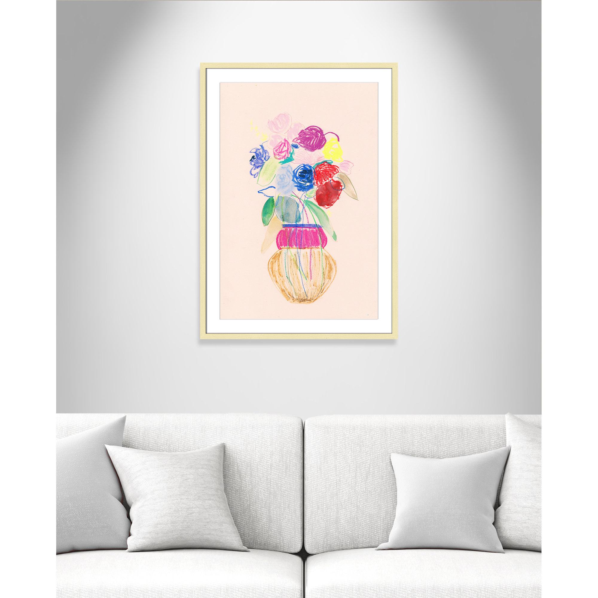 Simple Floral II Print by Bea Dina, Gold Single Picture Framed Paper, White, 35.5" H x 25.5" W x 1.25" D