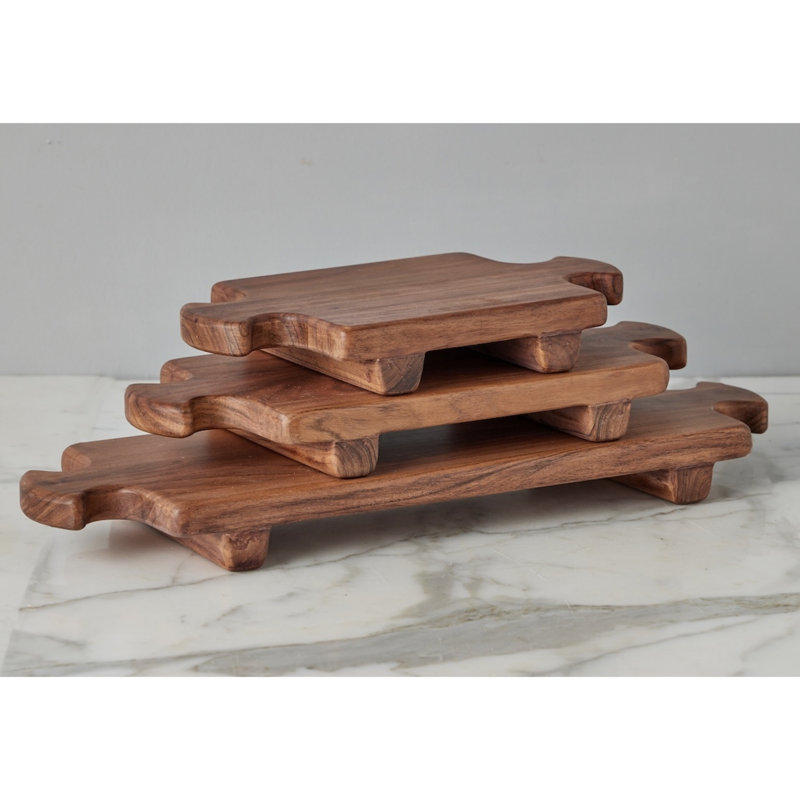 Normandy Wood Riser Footed Tray, Large
