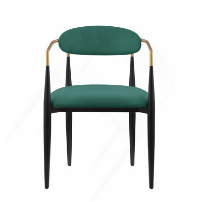 Ensemble de chaises rembourrées en tissu vert 2 pièces Modern Contemporary