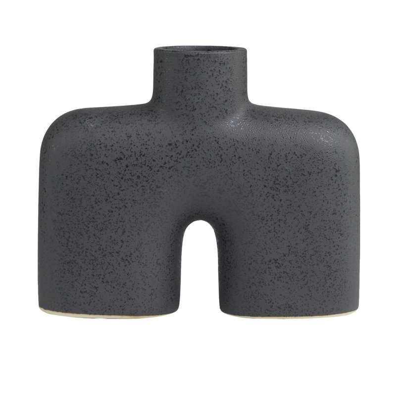 Vase de table en grès Sharee, H 9 po x l 10,9 po x P 3,55 po, Noir